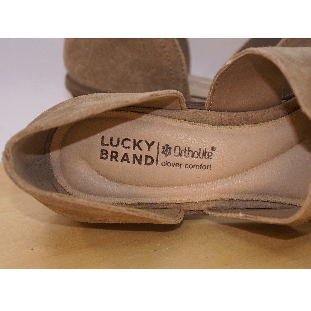 Lucky Brand Minnsy2 Tan Brown Suede Leather Cutout d'Orsay Booties Womens 8.5M - Picture 8 of 11